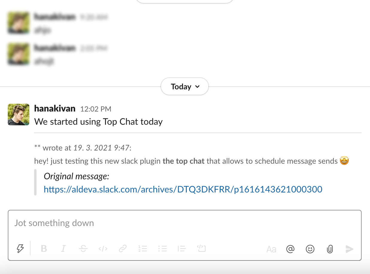 The Top Chat - Cite message in Slack chat