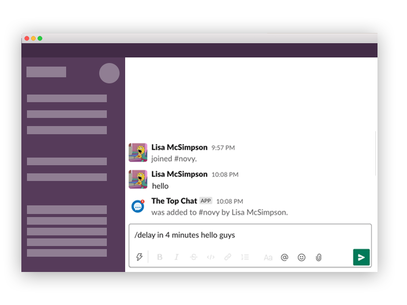 The Top Chat - Slack commands to schedule message